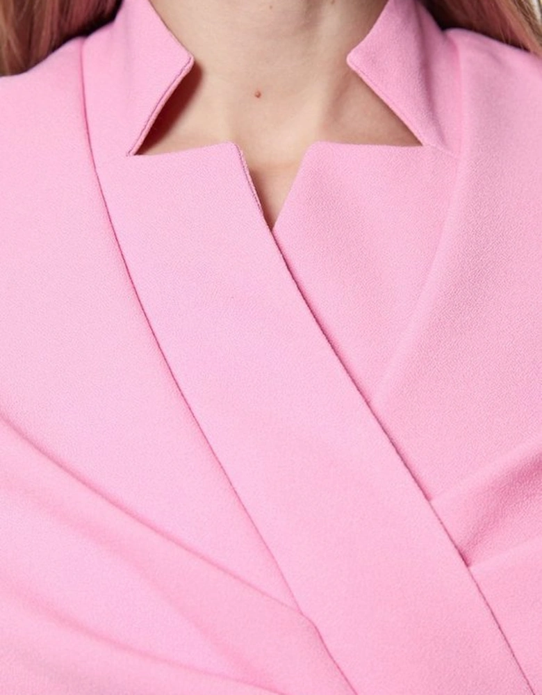 Structured Crepe Cape Detail Full Skirted Tailored Midi Dress