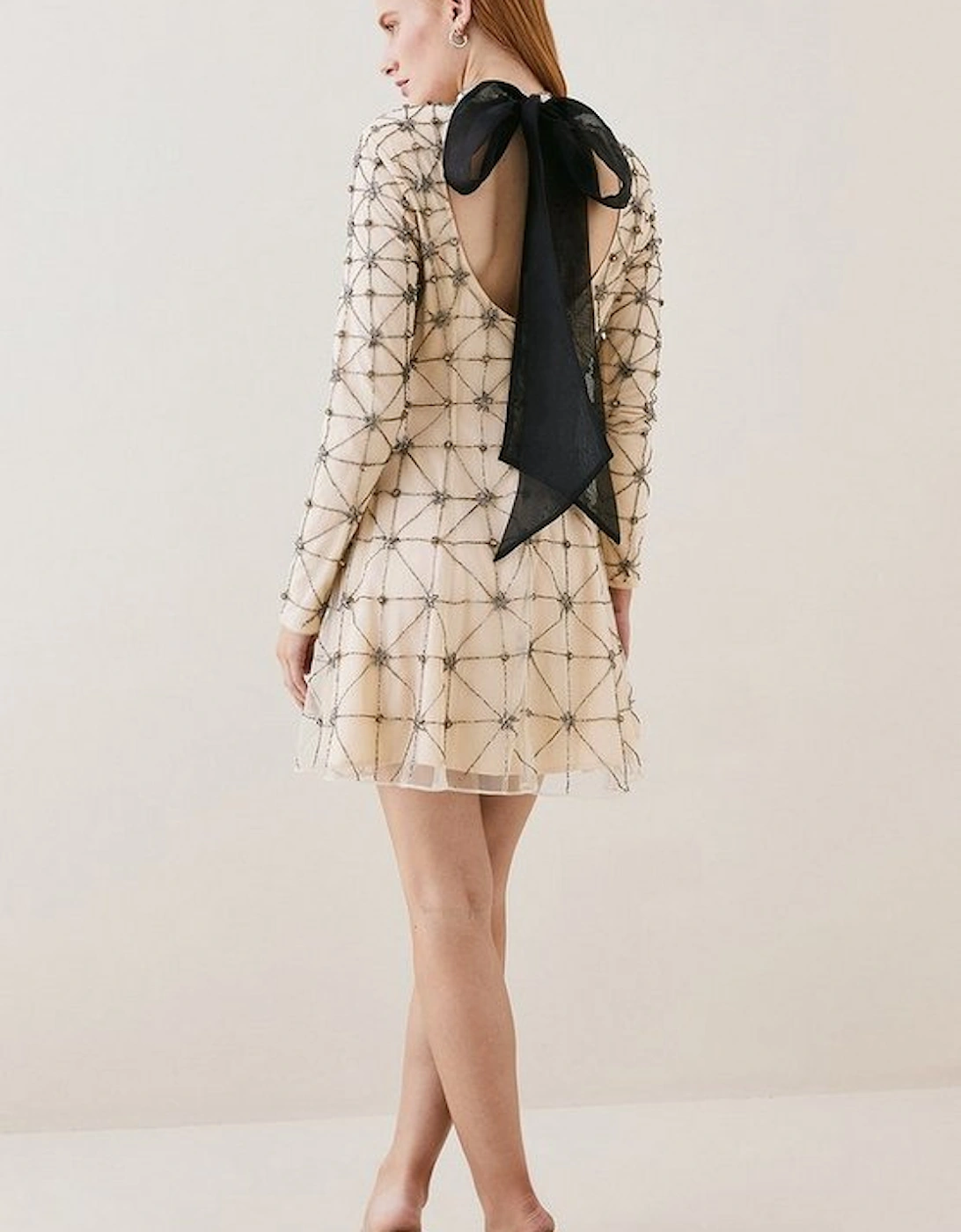 Tall Lydia Millen Embellished Tie Detail Woven Mini Dress