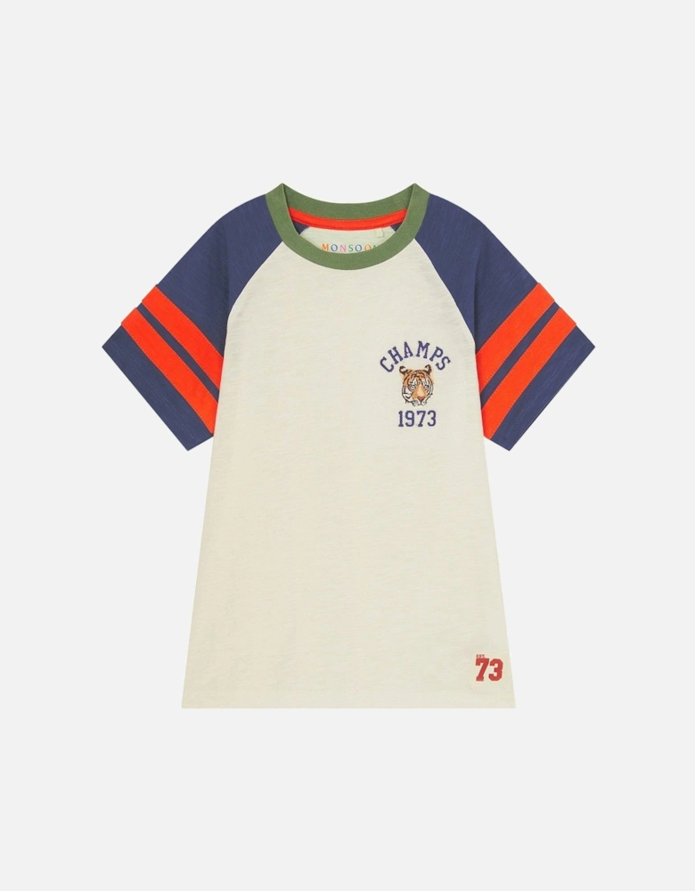Boys Animal Short Sleeve Raglan Tshirt - Light Cream