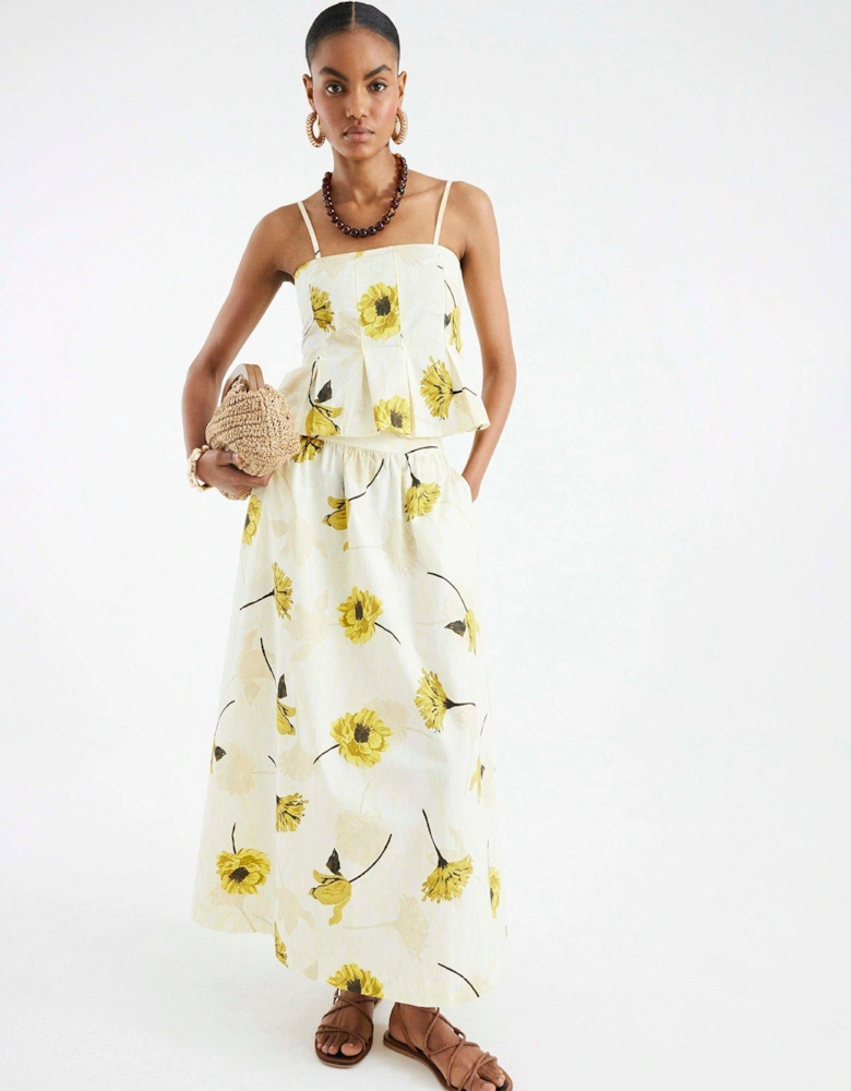 Printed Maxi Skirt - Yellow