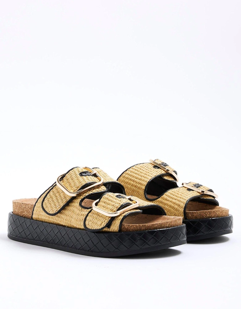 Wide Fit Double Strap Sandal - Beige