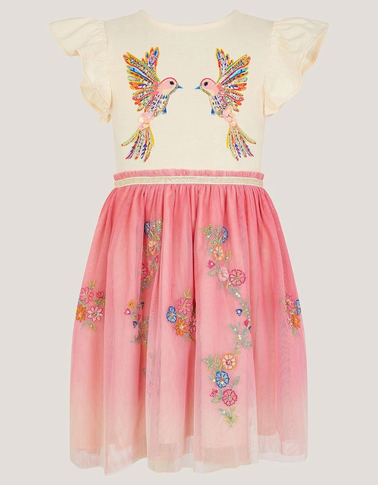 Girls Ombre Glitzy Mesh Disco Dress - Pink