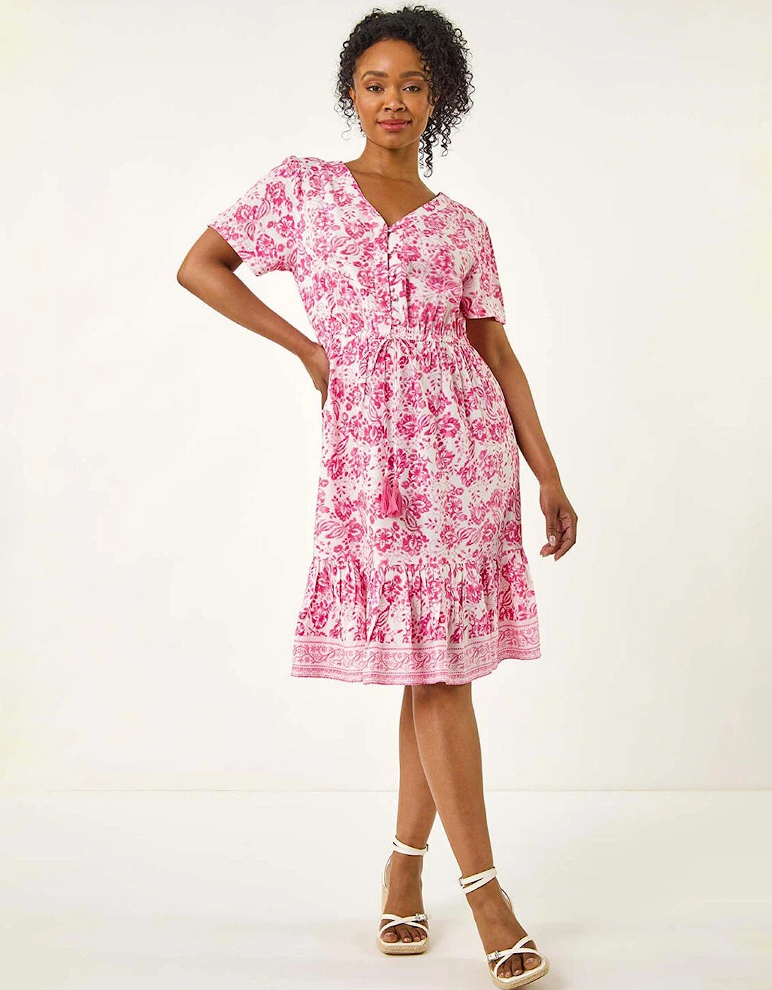 Petite Floral Print Tiered Dress - Pink, 2 of 1