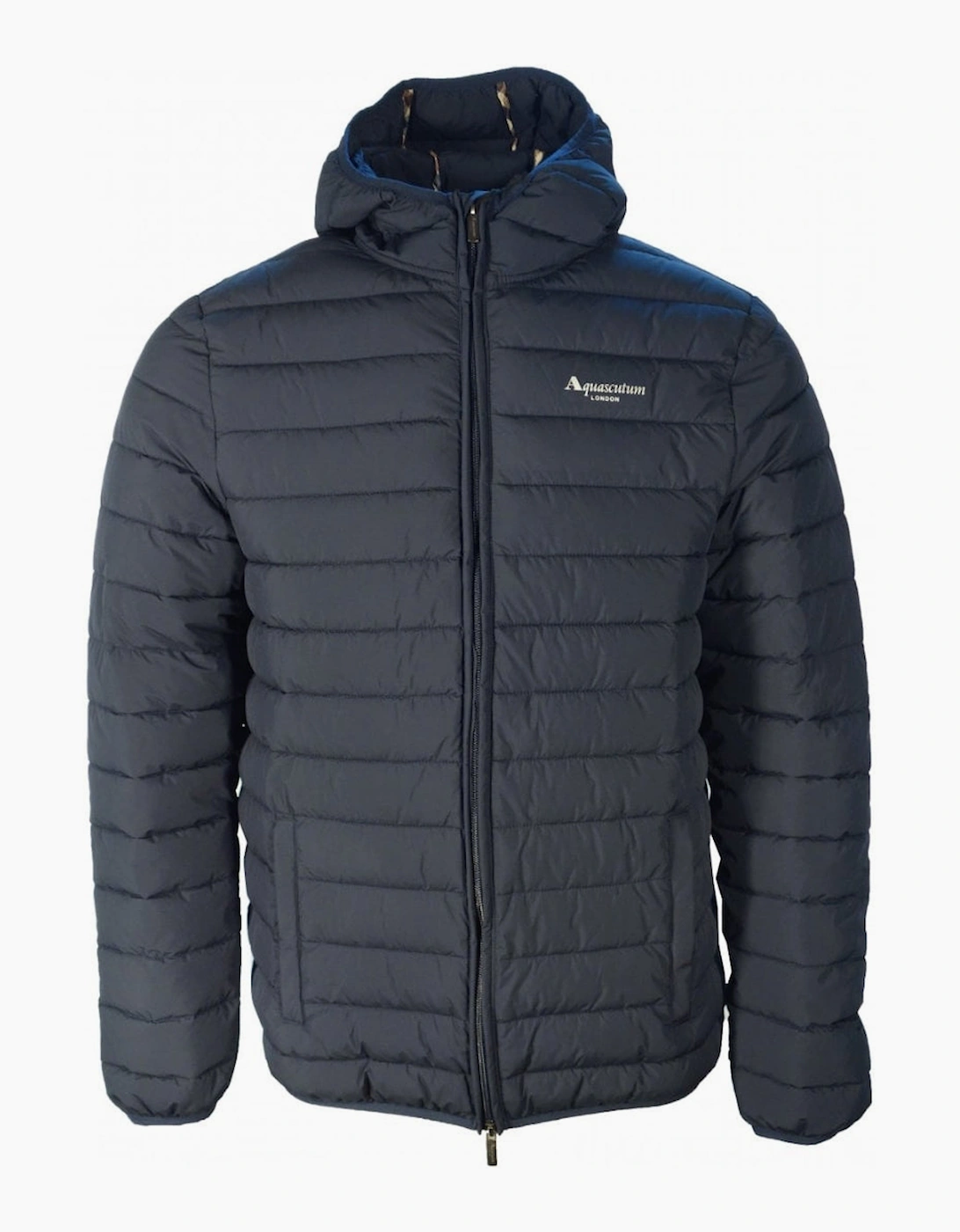 Aquascutum Men's Navy Active Hooded Blue Jacket - Size: 42/Regular