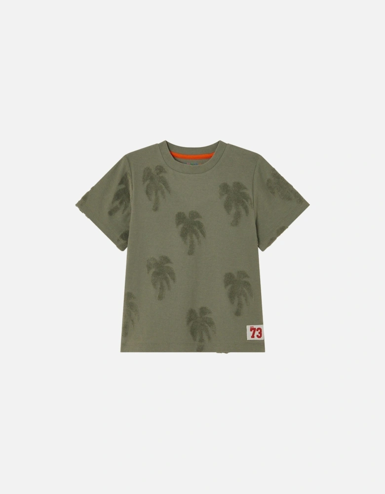 Boys Palm Short Sleeve Tshirt - Khaki