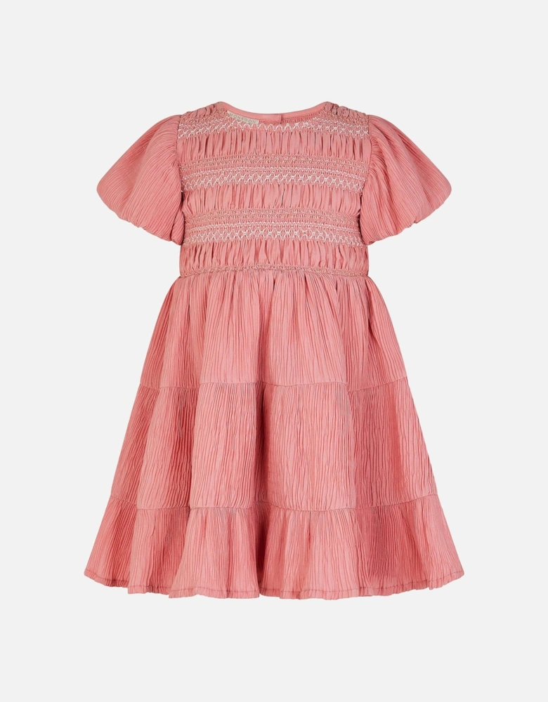 Baby Girls Shirred Dress - Pink