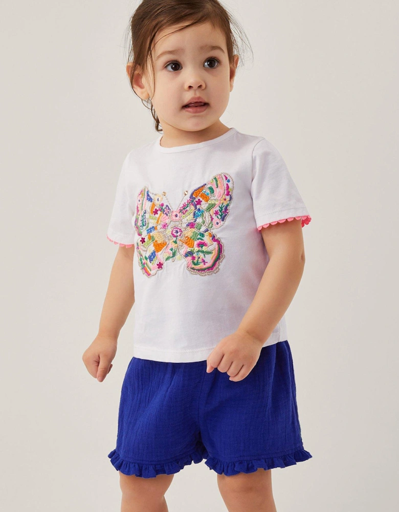 Baby Girls Jersey Butterfly Tshirt And Short Set - Light Cream