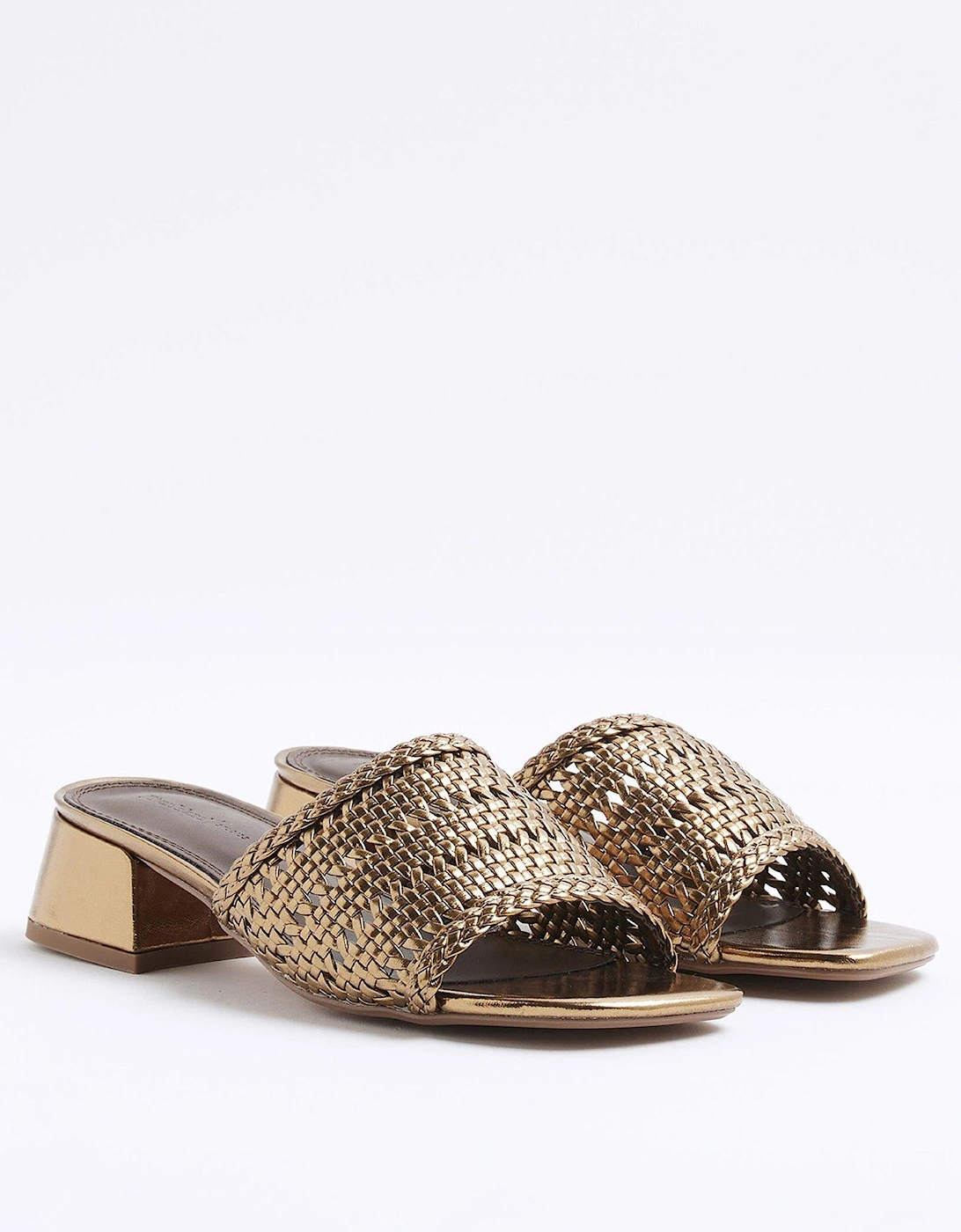 Wide Fit Woven Block Heel Mule Sandals, 2 of 1