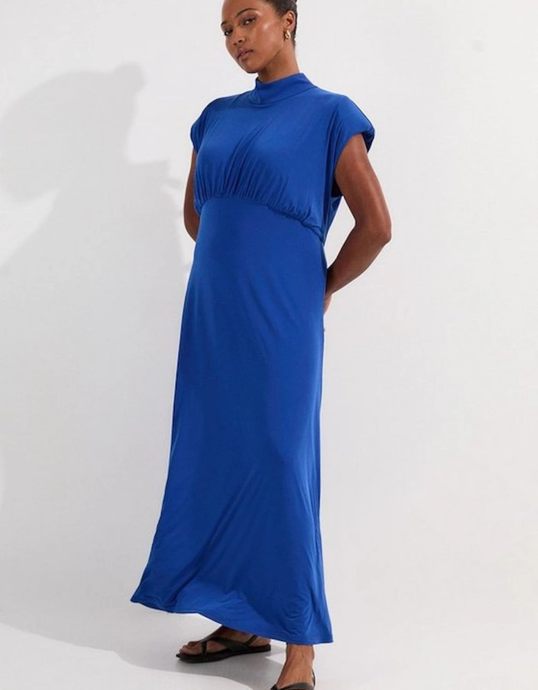 Plus Size Drapey Crepe Jersey Corset Detail Maxi Dress
