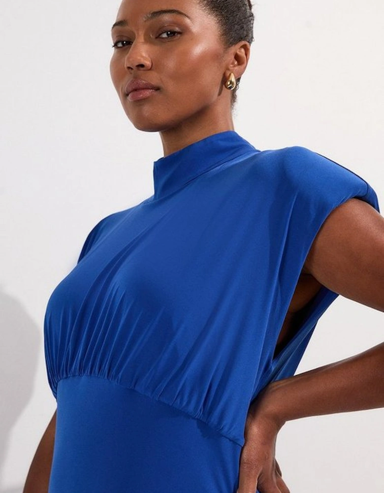 Plus Size Drapey Crepe Jersey Corset Detail Maxi Dress
