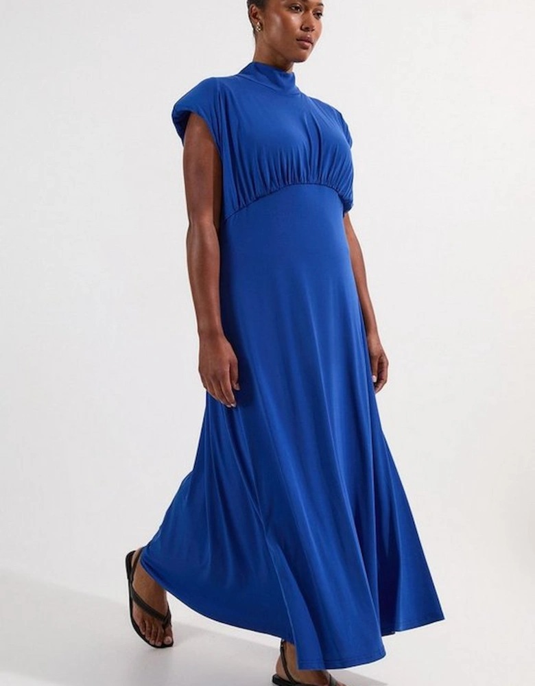 Plus Size Drapey Crepe Jersey Corset Detail Maxi Dress