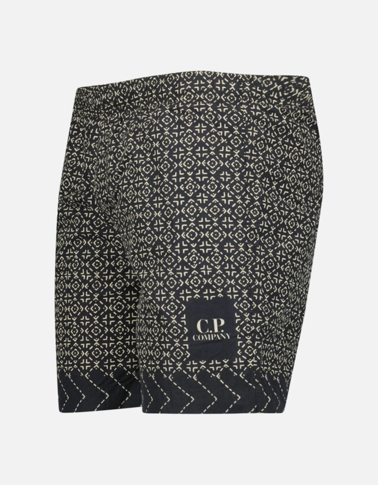 Print Baja Print Flatt Nylon Logo Swim Shorts Black