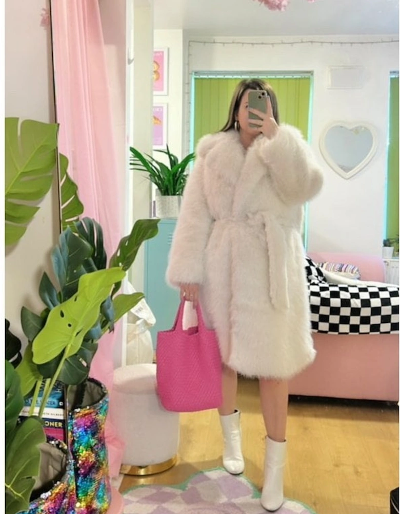 Bamboo Faux Fur Cream Coat
