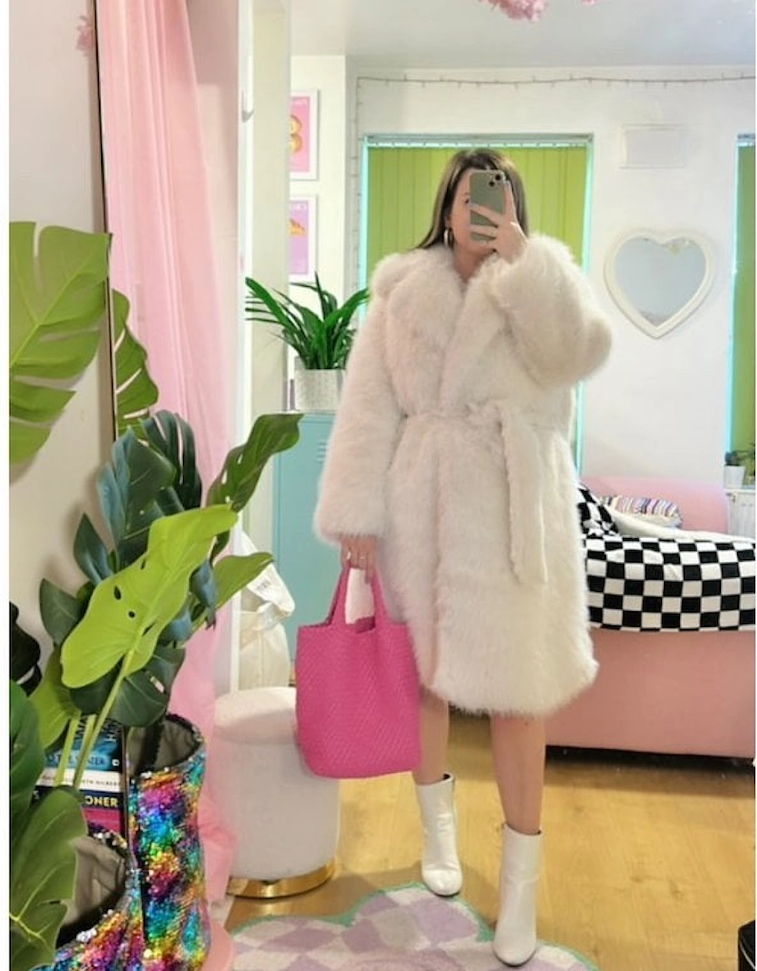 Bamboo Faux Fur Cream Coat