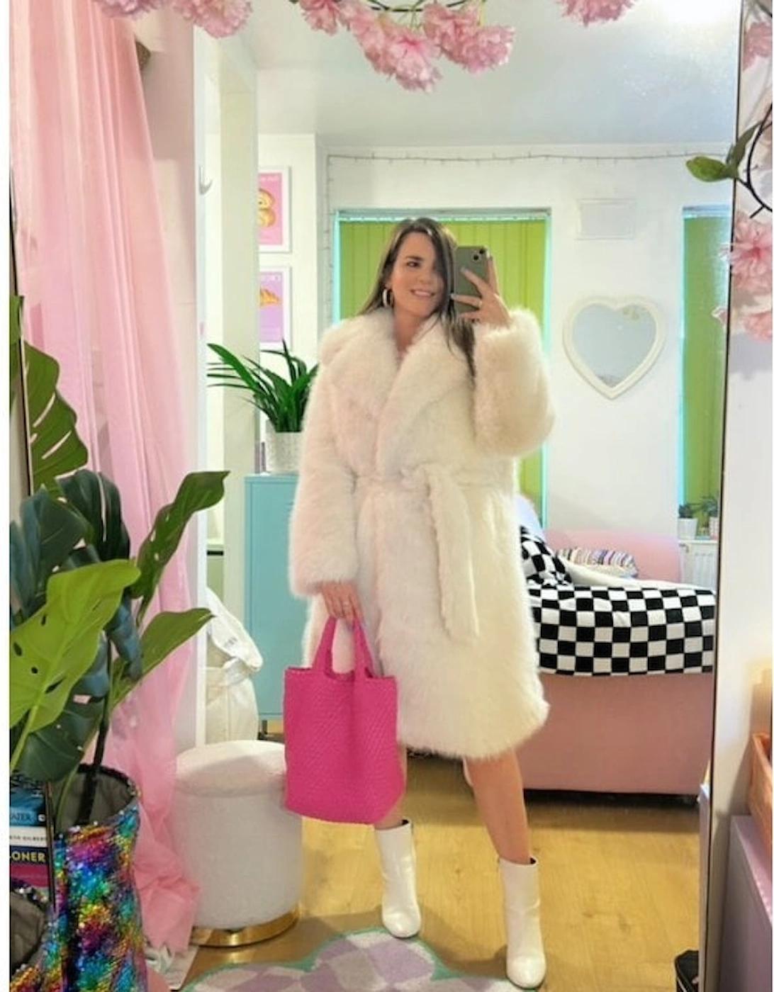 Bamboo Faux Fur Cream Coat, 6 of 5
