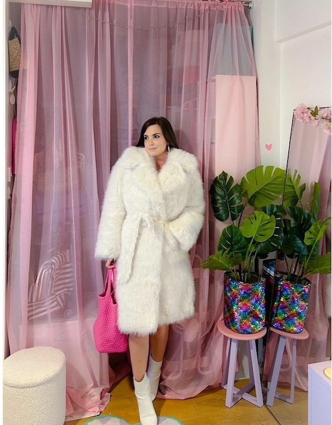 Bamboo Faux Fur Cream Coat