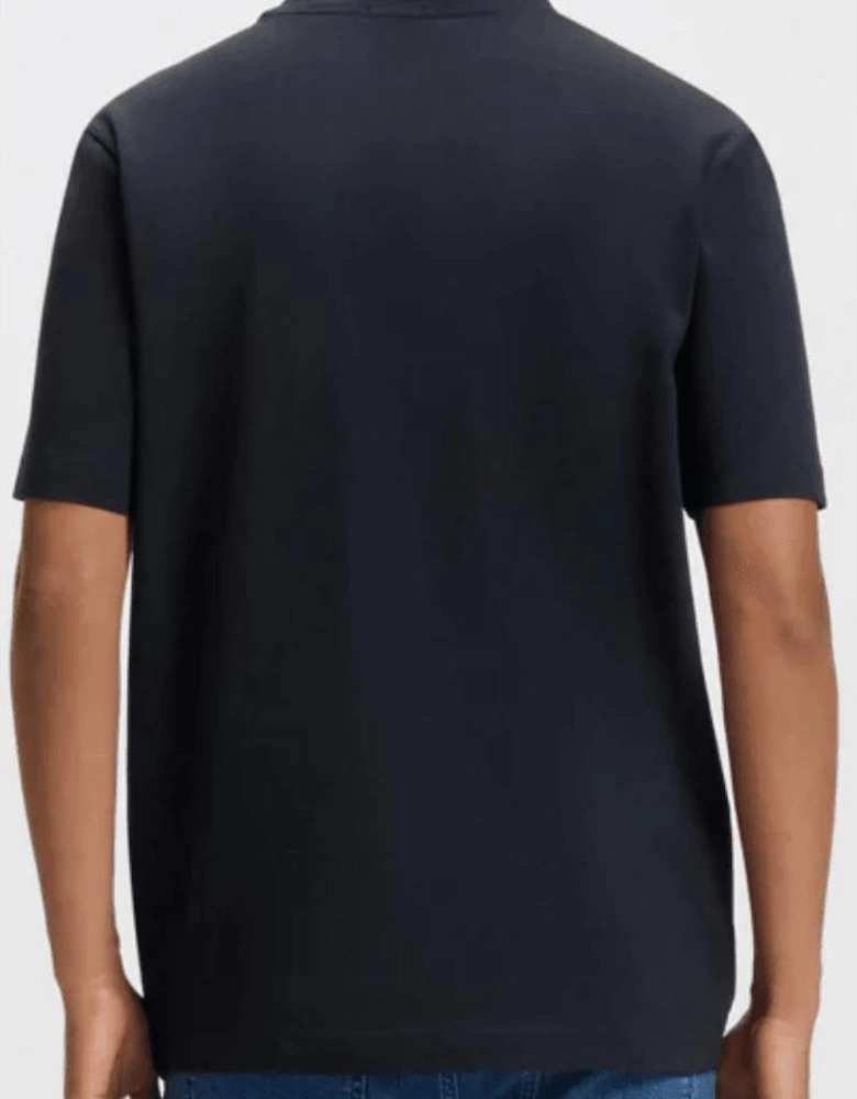 T-Chup Logo Print Relaxed Fit Dark Blue T-Shirt