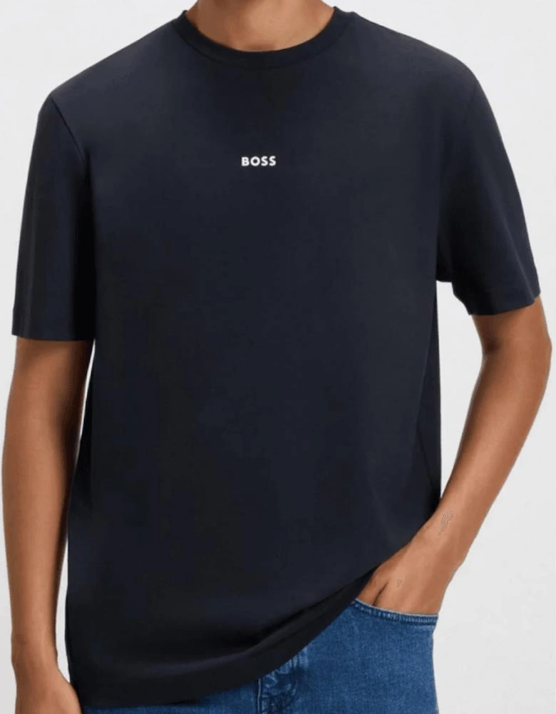 T-Chup Logo Print Relaxed Fit Dark Blue T-Shirt