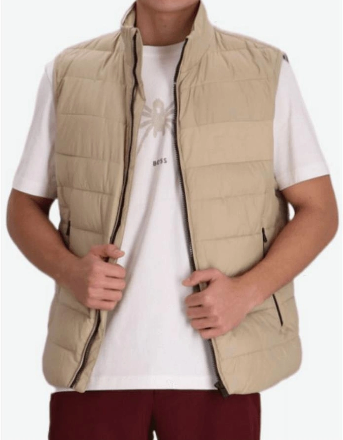 H-Cenito Logo Print Beige Gilet