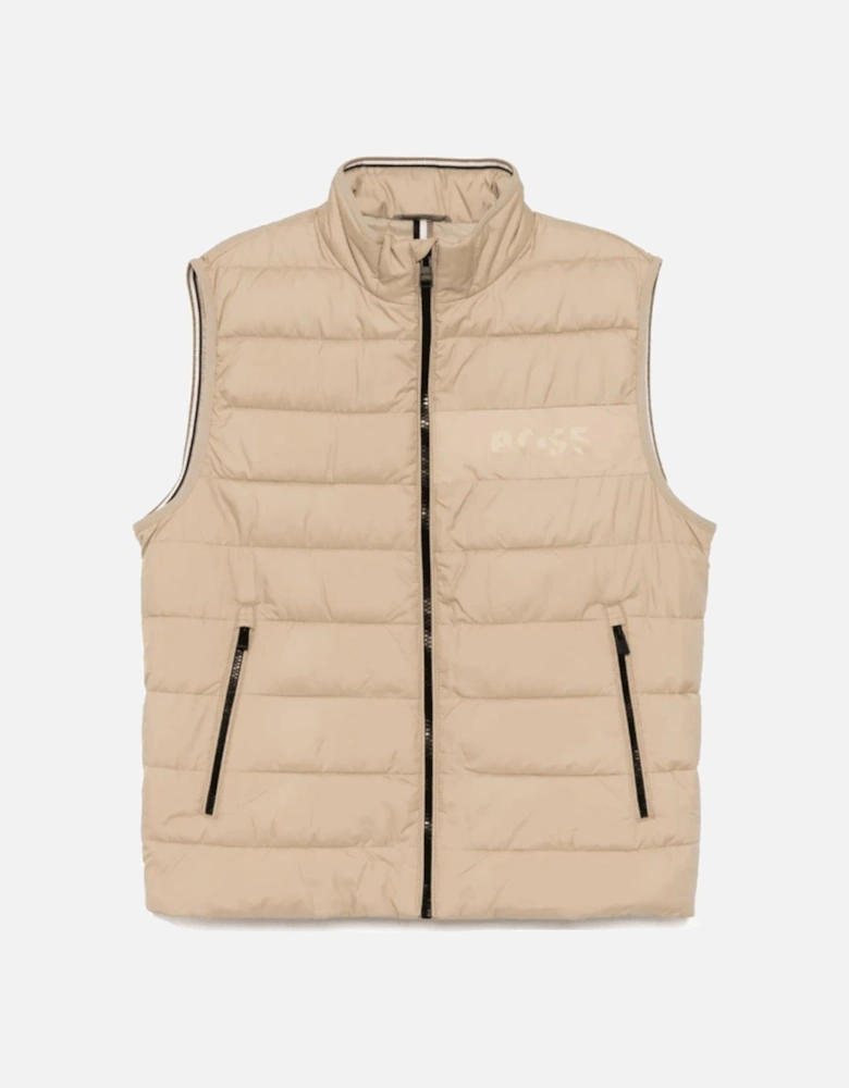 H-Cenito Logo Print Beige Gilet