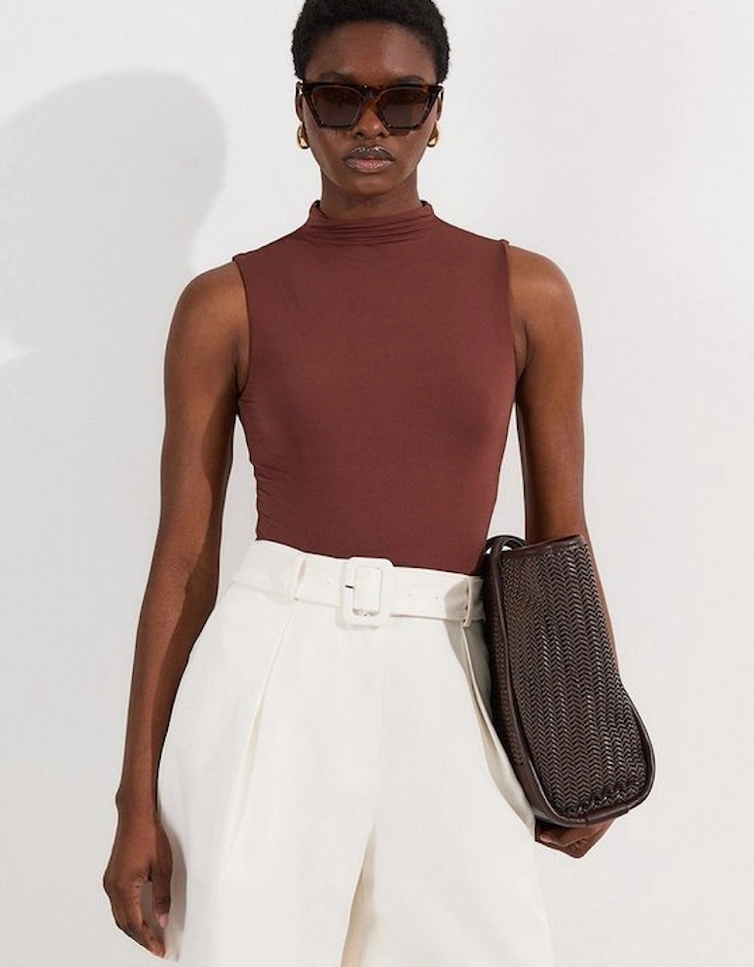 Contour Jersey Sleeveless High Neck Bodysuit