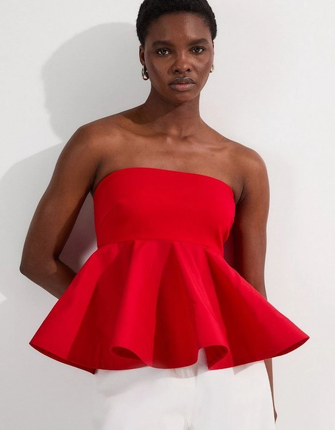 Ruffle Hem Ponte And Cotton Jersey Bandeau Top, 5 of 4