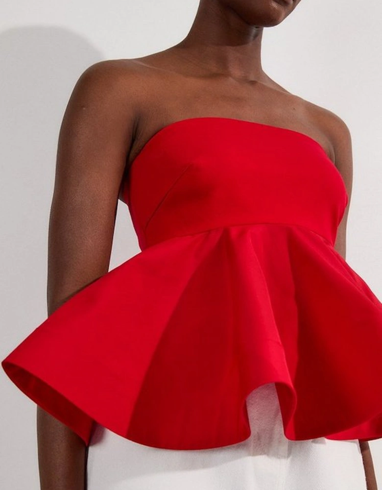 Ruffle Hem Ponte And Cotton Jersey Bandeau Top