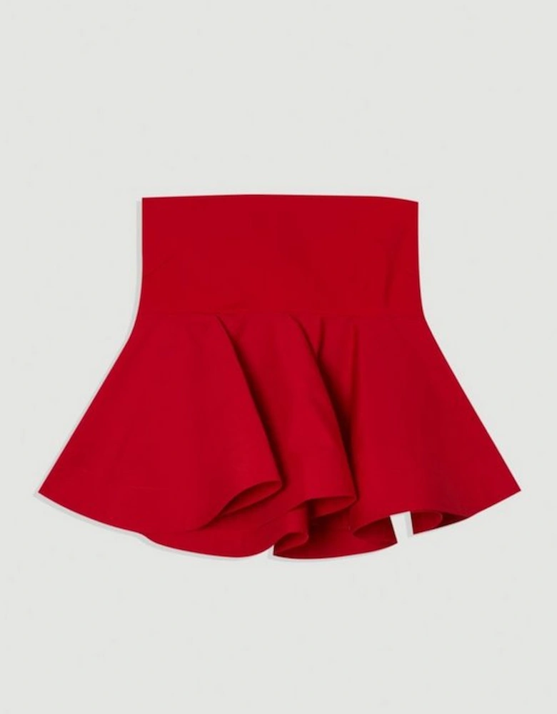 Ruffle Hem Ponte And Cotton Jersey Bandeau Top