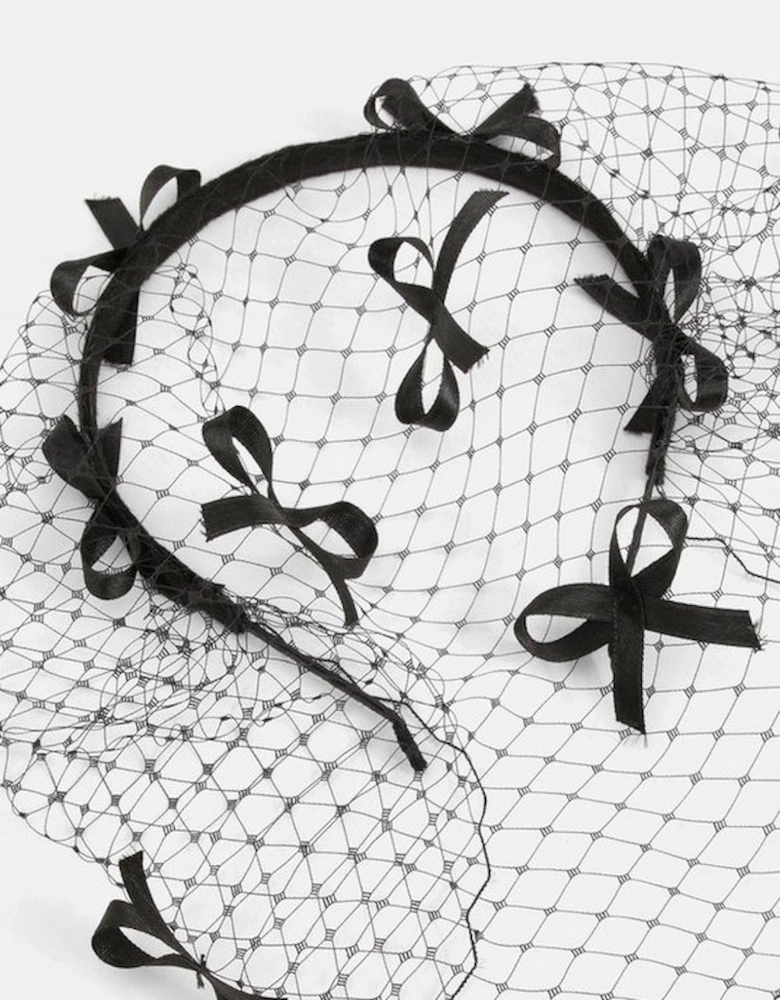 Mesh Bow Detailed Netting Fascinator