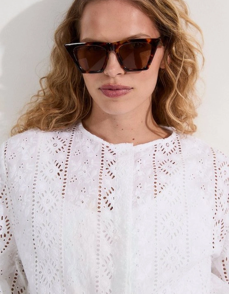 Cotton Broderie Woven Bomber Jacket