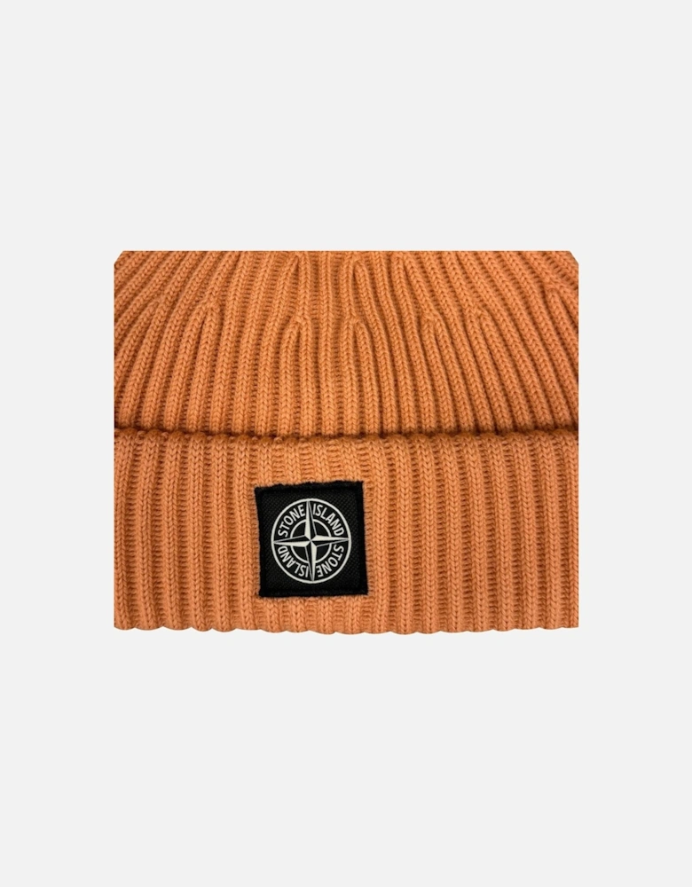 Thick Ribbed Wool Beanie Hat Orange