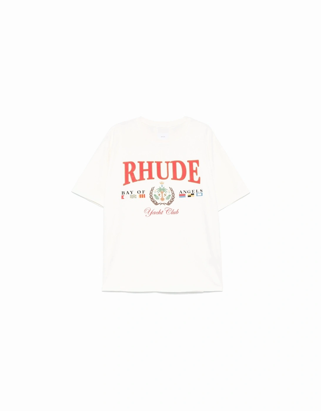 Bay Of Angels Yacht Club Printed T-Shirt in White, 5 of 4
