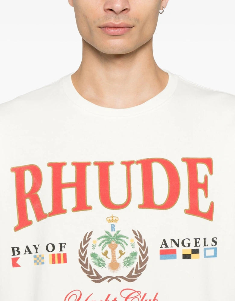 Bay Of Angels Yacht Club Printed T-Shirt in White