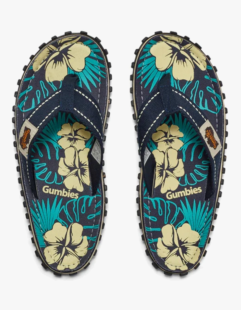 ISLANDER Unisex Recycled Flip-Flops Blue Hibiscus