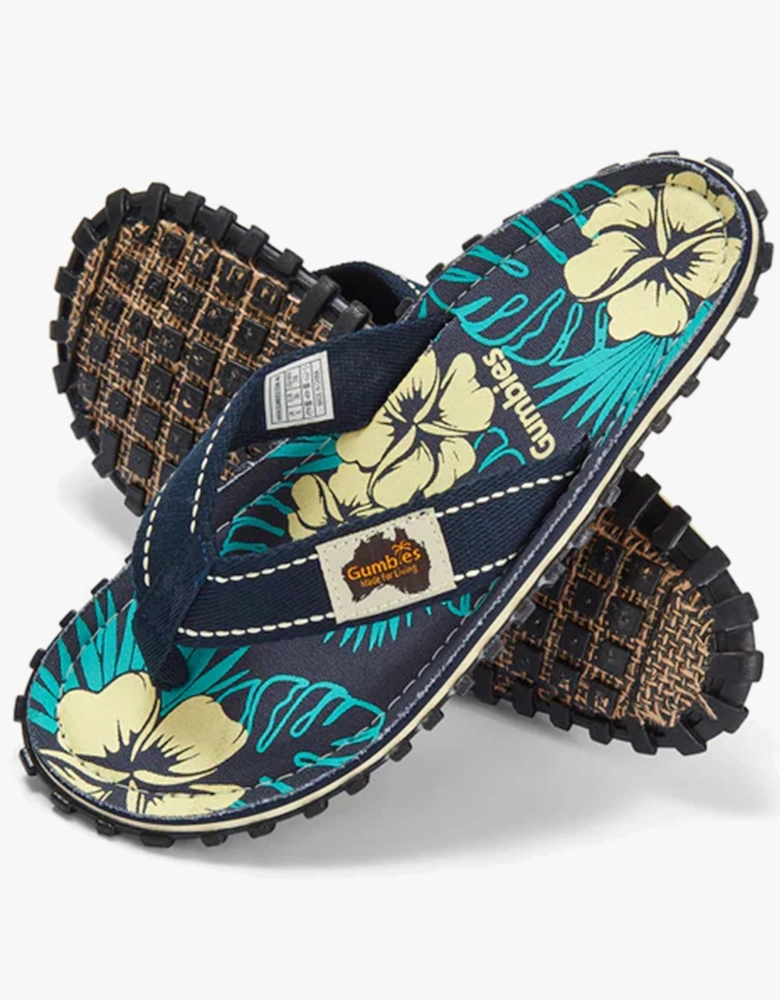 ISLANDER Unisex Recycled Flip-Flops Blue Hibiscus