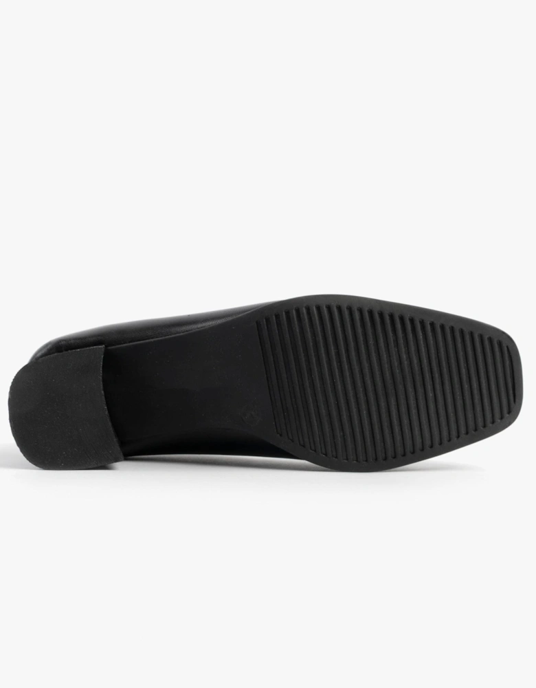 TARA Womens Low Block Heel Court Shoes Black