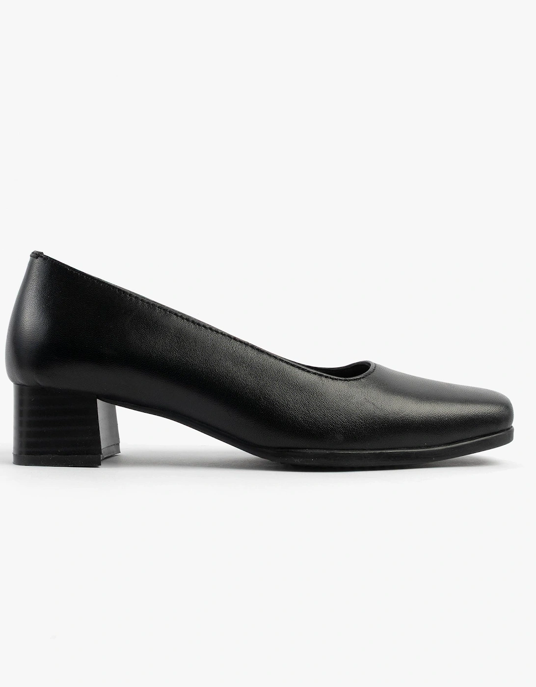 TARA Womens Low Block Heel Court Shoes Black, 5 of 4