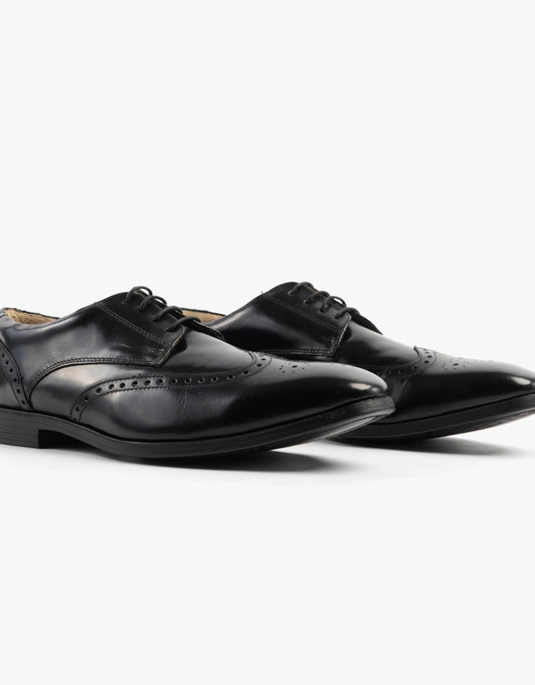 BUCKINGHAM Mens Leather Brogue Shoes Black