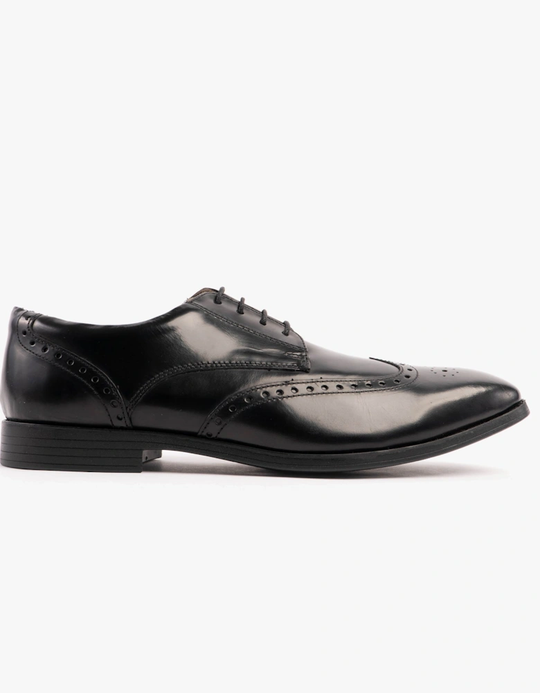 BUCKINGHAM Mens Leather Brogue Shoes Black