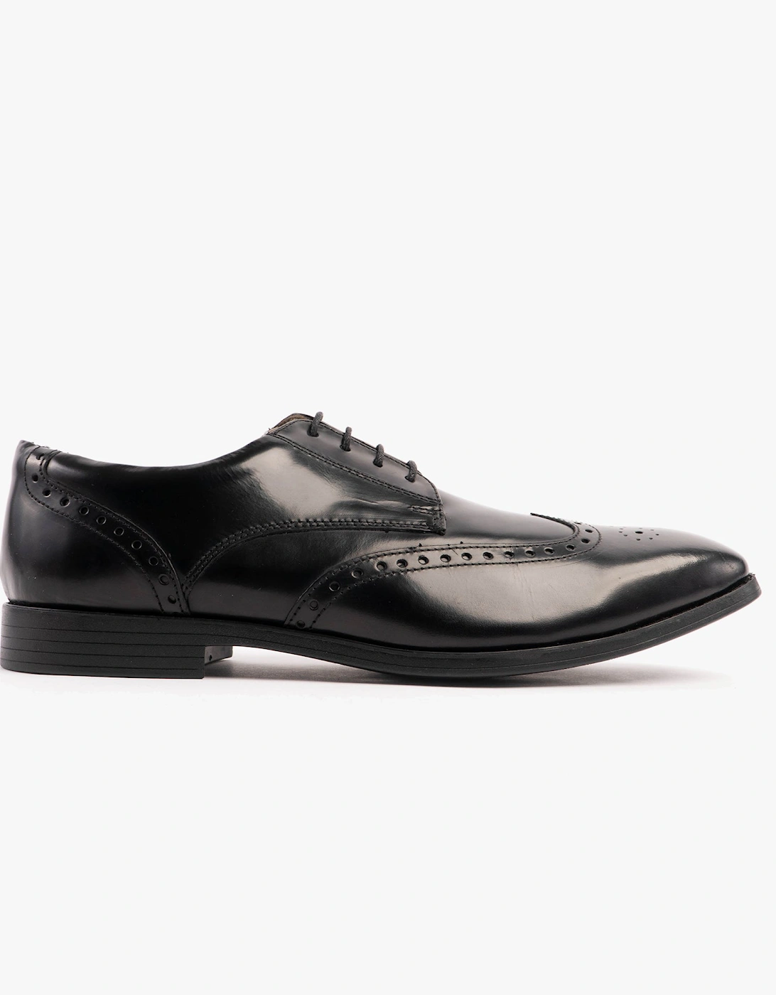BUCKINGHAM Mens Leather Brogue Shoes Black, 5 of 4