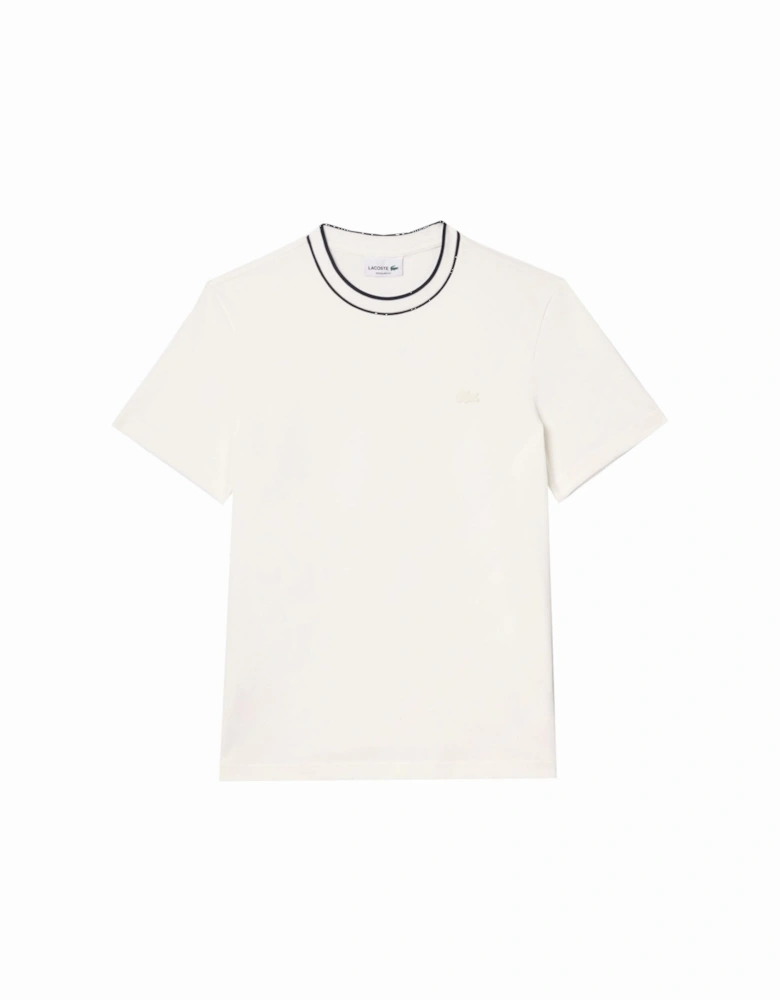 Men's White Striped Collar T-shirt