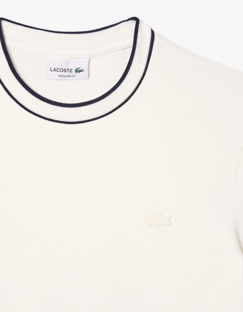 Men's White Striped Collar T-shirt