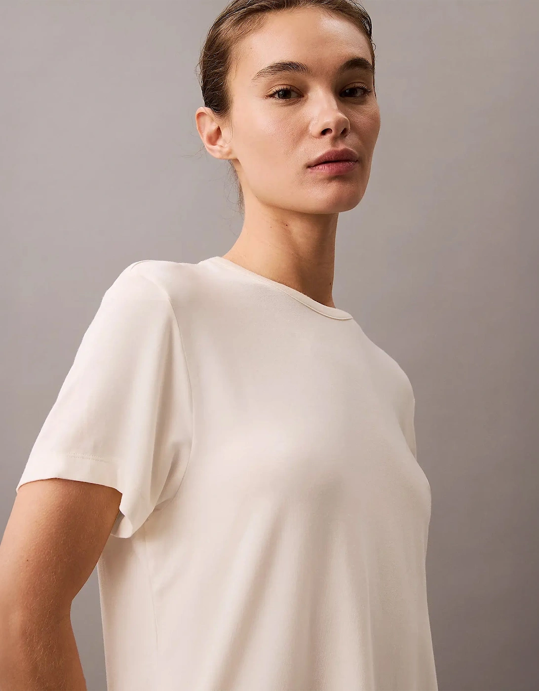 ULTRA SOFT MODAL Womens Lounge T-Shirt Ivory, 7 of 6