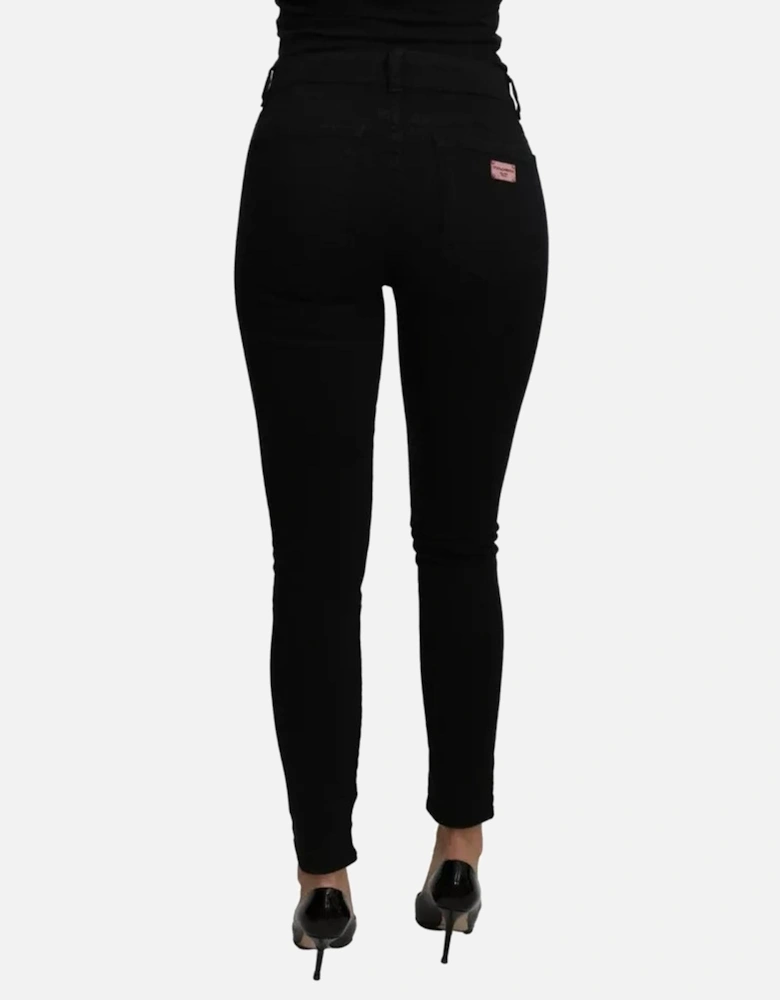 Mid Waist Slim Denim Jeans Women - Black Jeans