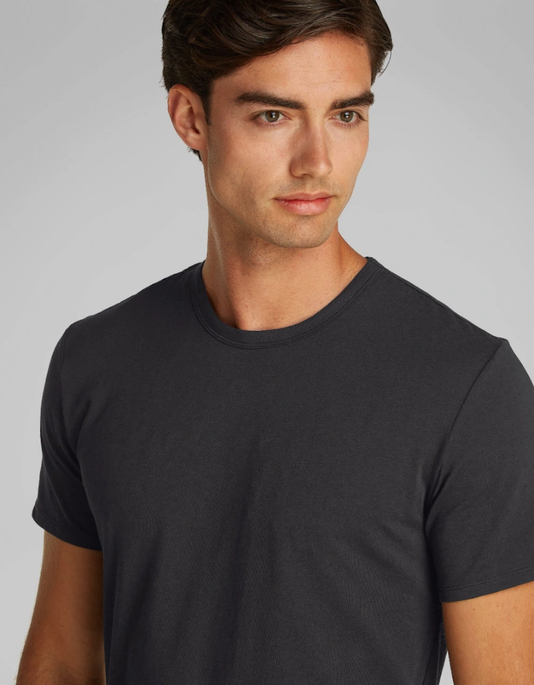 3-Pack Cotton Stretch Blend Crew Neck T-Shirts, Black