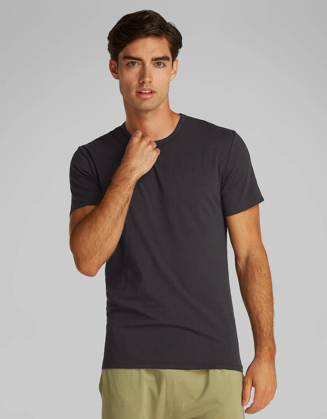 3-Pack Cotton Stretch Blend Crew Neck T-Shirts, Black, 5 of 4