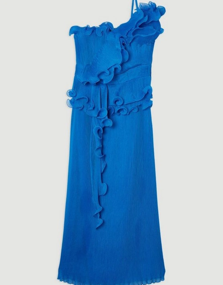 Digital Ophelia Crinkle Georgette Fine Pleated Strapless Woven Midi Dress