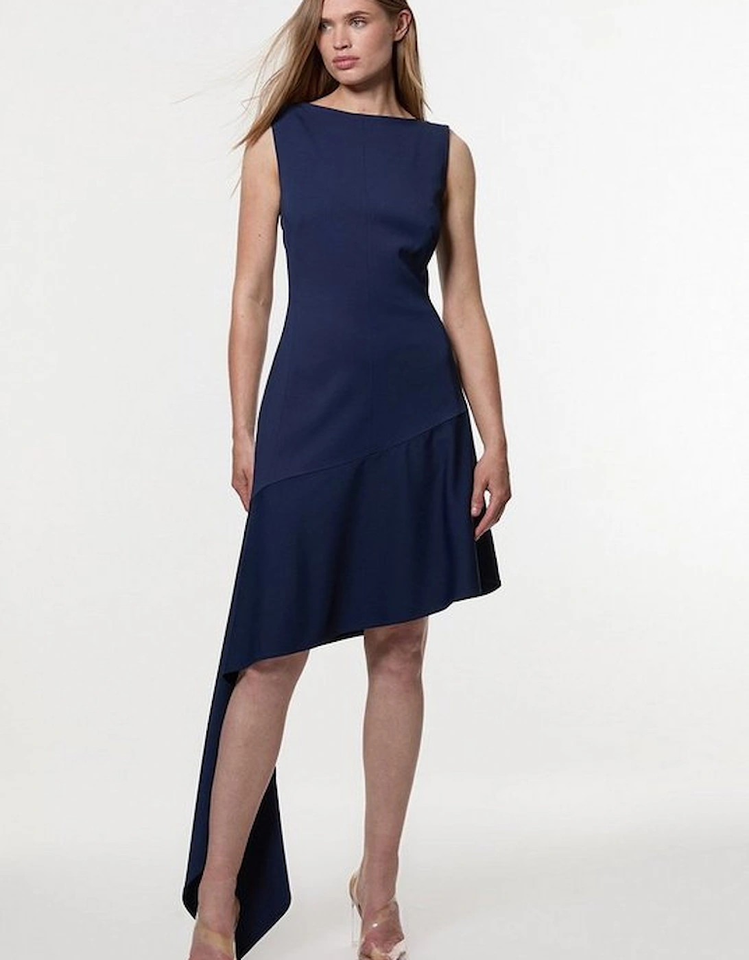 Digital Ophelia Tall Polished Tailored Open Back Hem Detail Mini Dress, 5 of 4