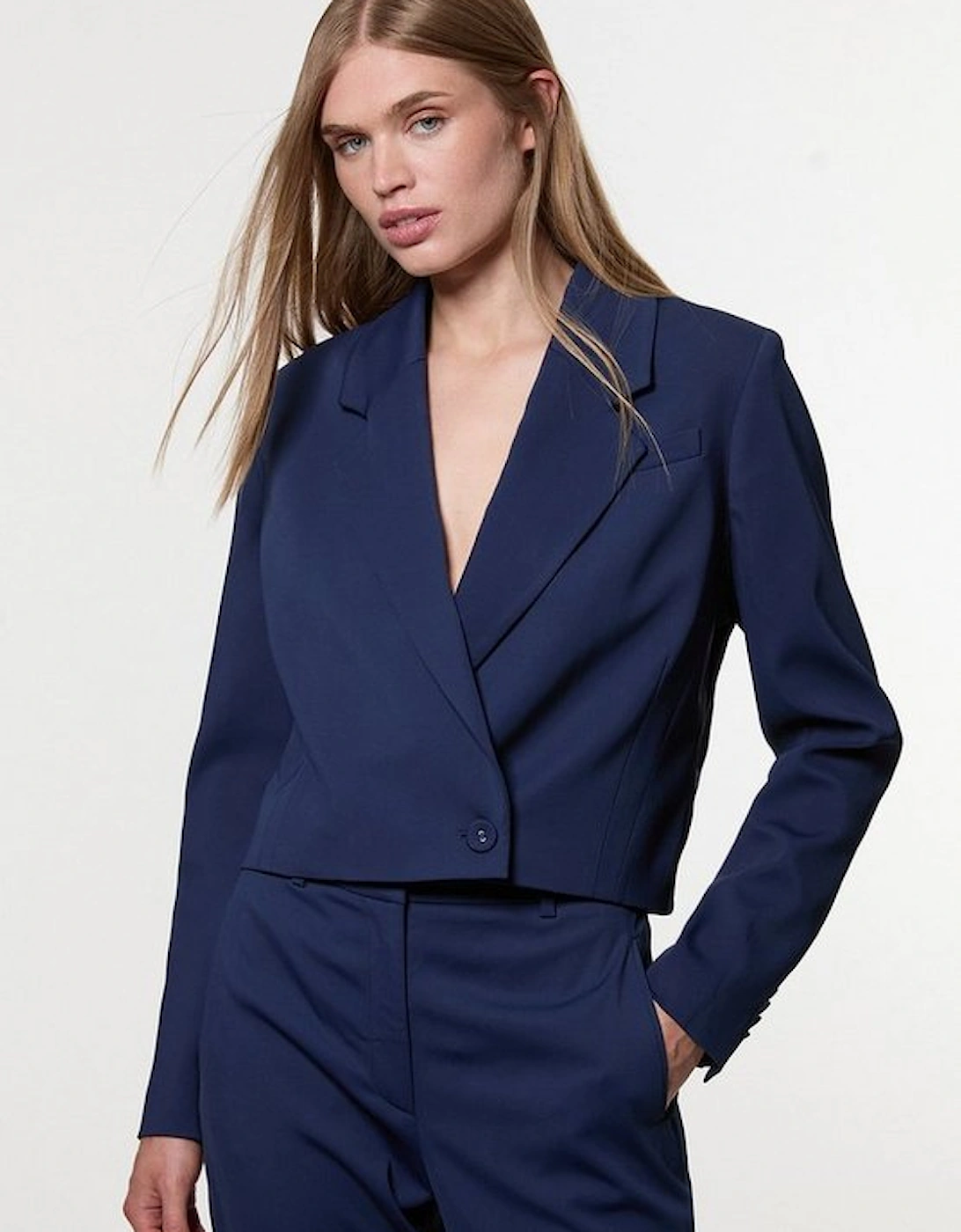 Digital Ophelia Polished Tailored Cowl Back Single Breasted Blazer