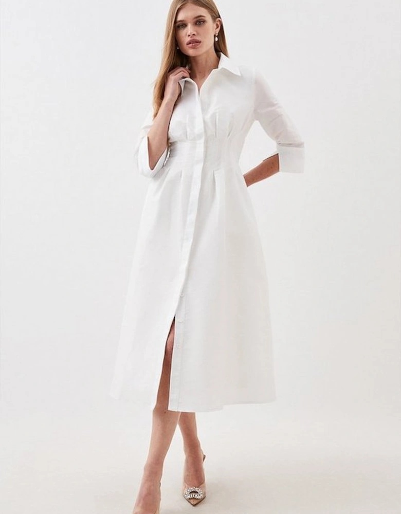 Lydia Millen Petite Tailored Taffeta Darted Waist Midi Dress